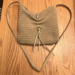 Lucky Brand Tan Crochet Crossbody Bag